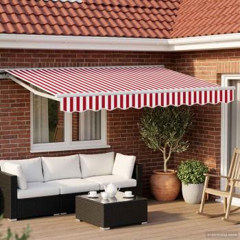 ARDEBO.de - Elektrische ausziehbare Markise Rot und Weiß 3 x 2,5 m