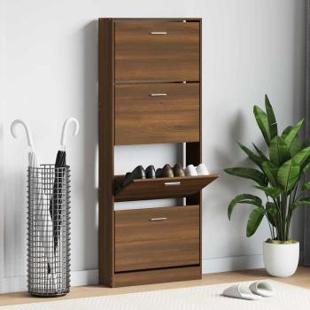 ARDEBO.de - Schuhschrank Braun Eichen-Optik 59x17x150 cm Holzwerkstoff