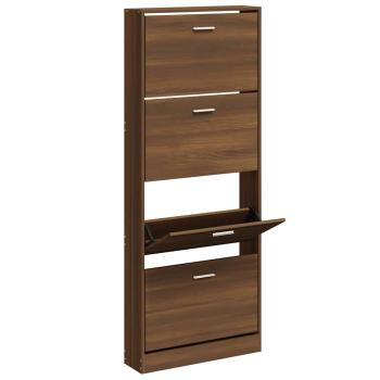 Schuhschrank Braun Eichen-Optik 59x17x150 cm Holzwerkstoff