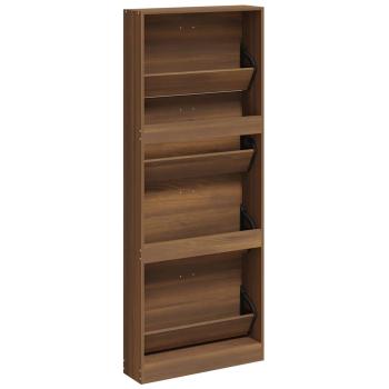 Schuhschrank Braun Eichen-Optik 59x17x150 cm Holzwerkstoff