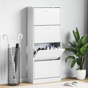 ARDEBO.de - Schuhschrank Weiß 63x24x147 cm Holzwerkstoff