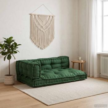 ARDEBO.de - Pallet Sofa Kissen 3 stk. Stoff Grün 120 x 80 x 38 cm