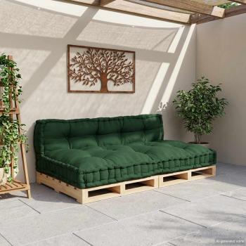 Pallet Sofa Kissen 2 stk. Stoff Grün 120 x 80 x 38 cm