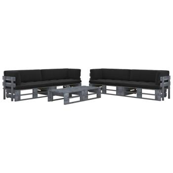 ARDEBO.de - 6-tlg. Paletten-Lounge-Set Grau Imprägniertes Kiefernholz