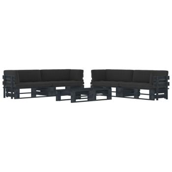 ARDEBO.de - 6-tlg. Paletten-Lounge-Set Schwarz Imprägniertes Kiefernholz