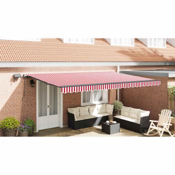 Einziehbare Markise Rot und Weiß 500 x 300 cm Stoff