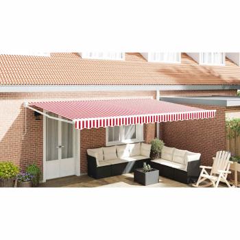 Markise Rot und Weiß 500 x 300 x 165 cm Polyester und Metall