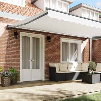 Markisenrahmen Weiß 500 x 300 cm Polyester mit PU-Beschichtung