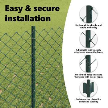 Maschendrahtzaun mit Pfosten 10 x 1,5 m PVC-beschichteter Stahl