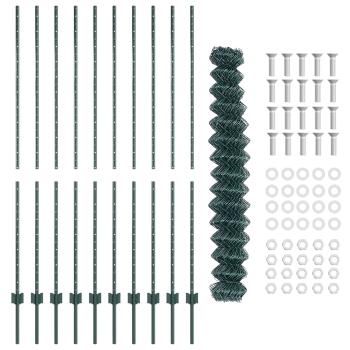 Maschendrahtzaun mit Pfosten 10 x 1,6 m PVC-beschichteter Stahl