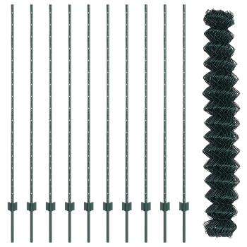 Maschendrahtzaun mit Pfosten 10 x 1,6 m PVC-beschichteter Stahl