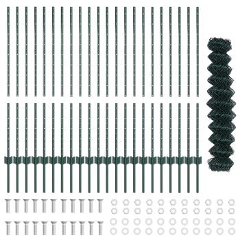 Maschendrahtzaun mit Pfosten 25 x 1,2 m PVC-beschichteter Stahl
