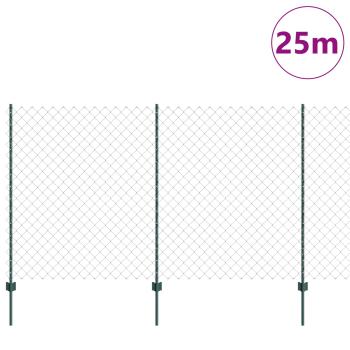 Maschendrahtzaun mit Pfosten 25 x 1,4 m PVC-beschichteter Stahl