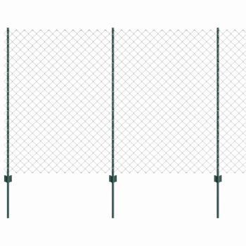 Maschendrahtzaun mit Pfosten 25 x 1,5 m Verzinkter Stahl Grün