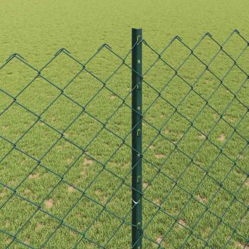 Maschendrahtzaun mit Pfosten 25 x 1,5 m Verzinkter Stahl Grün