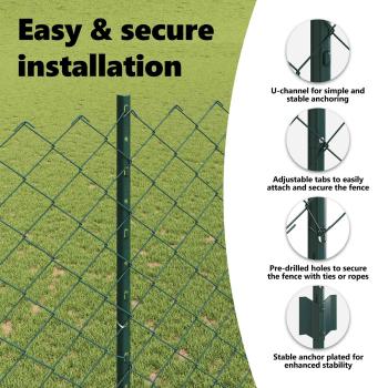 Zaun mit Pfosten Grün 1.6 x 25 m Stahl und PVC