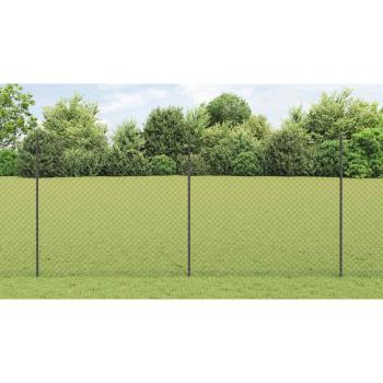 Zaun mit Pfosten Grau 1,4 x 10 m Stahl und PVC