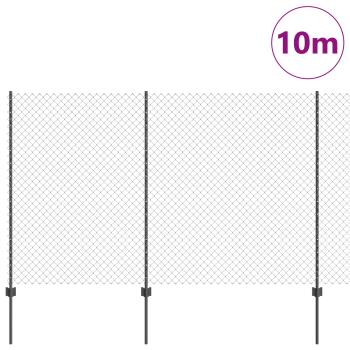 Maschendrahtzaun mit Pfosten 10 x 1,5 m PVC-beschichteter Stahl