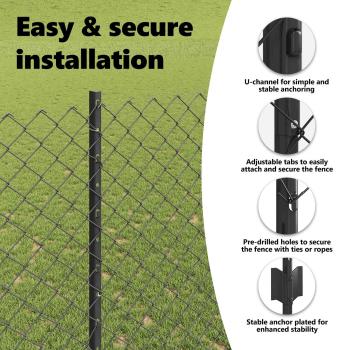 Maschendrahtzaun mit Pfosten 10 x 1,6 m PVC-beschichteter Stahl