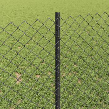 Zaun mit Pfosten Grau 1 x 25 m Stahl und PVC