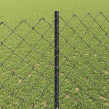 Zaun mit Pfosten Grau 1,4 x 25 m Stahl und PVC