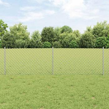 ARDEBO.de - Maschendrahtzaun mit Pfosten 10 x 0,6 m Verzinkter Stahl Silber