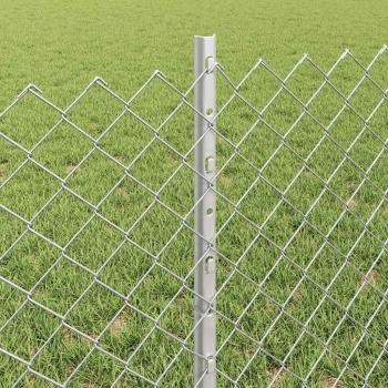 Maschendrahtzaun mit Pfosten 10 x 0,6 m Verzinkter Stahl Silber
