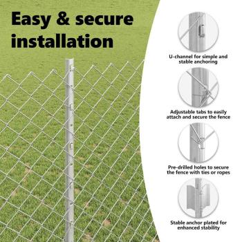 Zaun mit Pfosten Silber 1,5 x 10 m Stahl