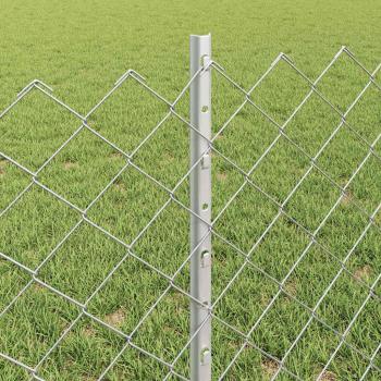 Maschendrahtzaun mit Pfosten 10 x 0,6 m Verzinkter Stahl Silber