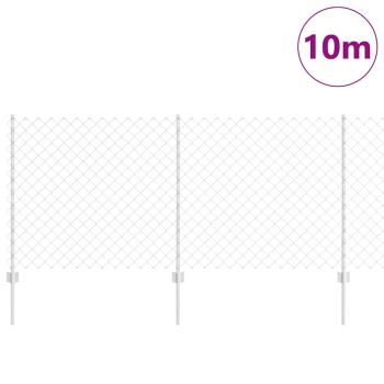 Maschendrahtzaun mit Pfosten 10 x 1 m Verzinkter Stahl Silber