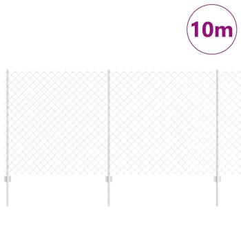 Zaun mit Pfosten Silber 1,2 x 10 m Stahl