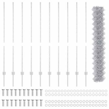 Zaun mit Pfosten Silber 1,4 x 10 m Stahl