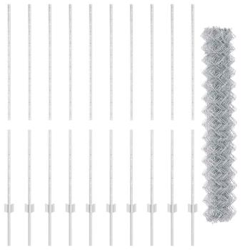 Zaun mit Pfosten Silber 1,4 x 10 m Stahl