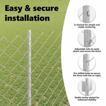 Zaun mit Pfosten Silber 1,5 x 10 m Stahl