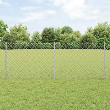 ARDEBO.de - Maschendrahtzaun mit Pfosten 25 x 0,8 m Verzinkter Stahl Silber