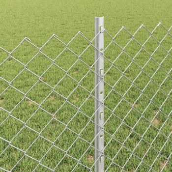 Maschendrahtzaun mit Pfosten 25 x 0,8 m Verzinkter Stahl Silber