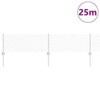 Maschendrahtzaun mit Pfosten 25 x 0,4 m Verzinkter Stahl Silber