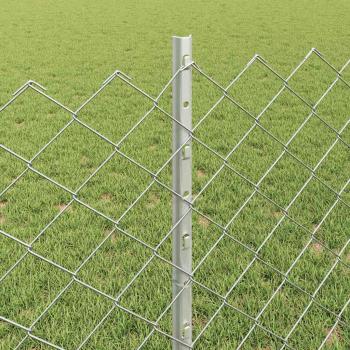 Zaun mit Pfosten Silber 0,8 x 25 m Stahl