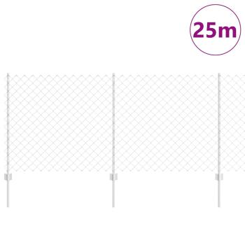 Maschendrahtzaun mit Pfosten 25 x 1 m Verzinkter Stahl Silber