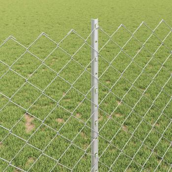 Maschendrahtzaun mit Pfosten 25 x 1 m Verzinkter Stahl Silber
