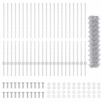 Zaun mit Pfosten Silber 1,2 x 25 m Stahl