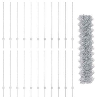 Zaun mit Pfosten Silber 1,2 x 25 m Stahl