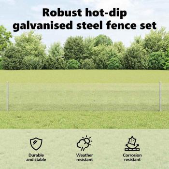 Zaun mit Pfosten Silber 0,4 x 10 m Stahl