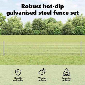 Zaun mit Pfosten Silber 0,4 x 10 m Stahl