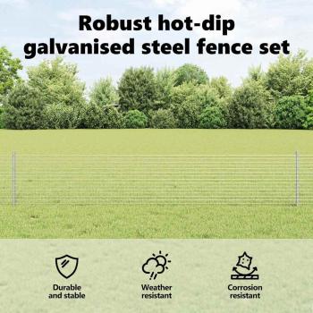 Zaun mit Pfosten Silber 0,4 x 10 m Stahl