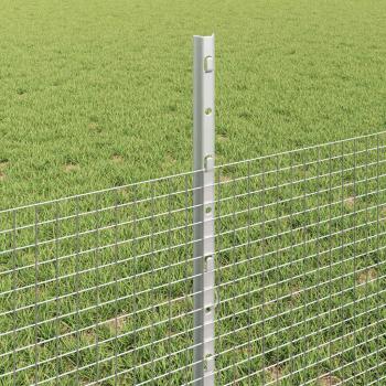 Zaun mit Pfosten Silber 0,5 x 10 m Stahl