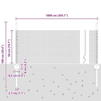 Zaun mit Pfosten Silber 0,5 x 10 m Stahl