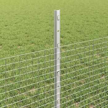 Zaun mit Pfosten Silber 0,5 x 10 m Stahl