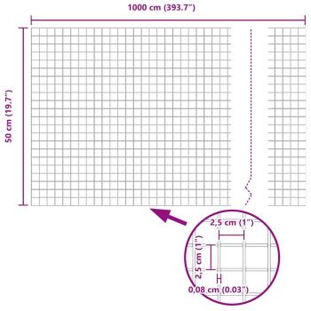 Zaun mit Pfosten Silber 0,5 x 10 m Stahl