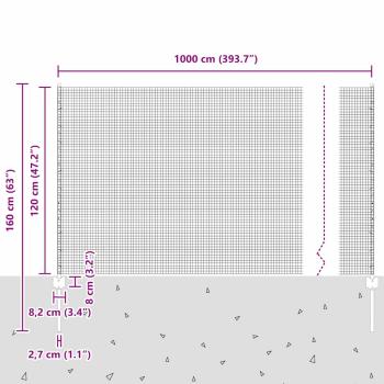 Zaun mit Pfosten Silber 1,2 x 10 m Stahl